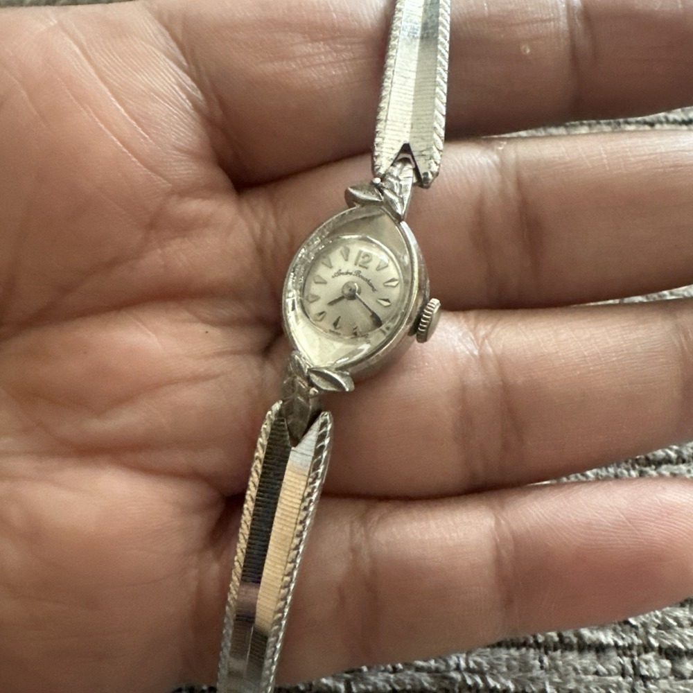 Working VTG Andre Bouchard Swiss Ladies Watch Silver 10K RGPB 15mm -Broken Band